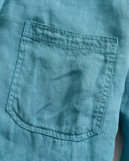 Tuscumbia Linen Shirt Button Down Steel Blue Billy Reid