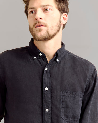 Tuscumbia Linen Shirt Button Down Black Billy Reid