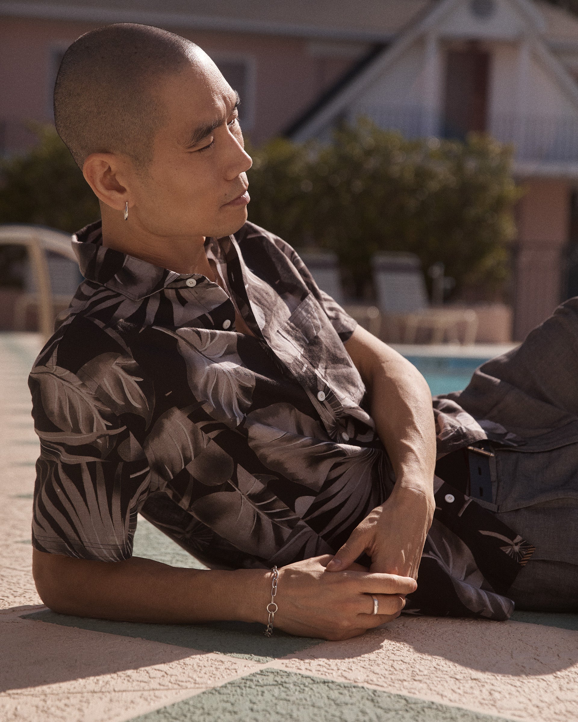 Short Sleeve Tiled Elephant Ear Treme Shirt Black Billy Reid