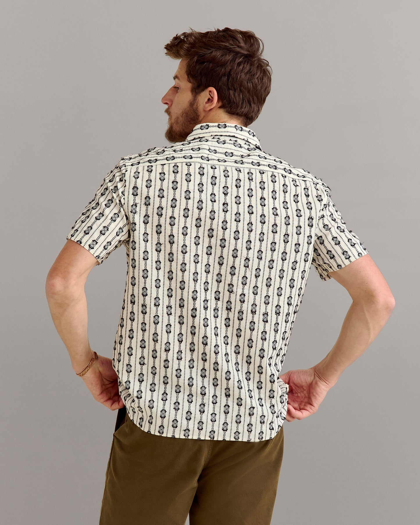 Short Sleeve Boucle Treme Shirt Black White Billy Reid