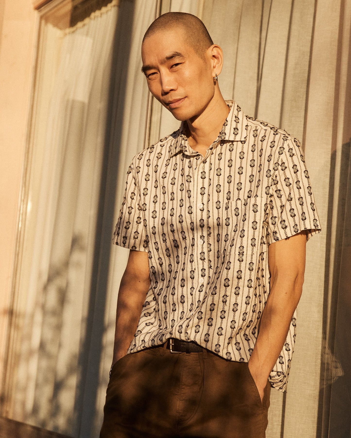 Short Sleeve Boucle Treme Shirt Black White Billy Reid