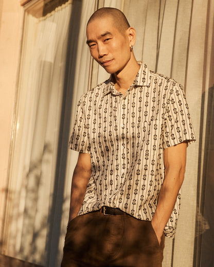 Short Sleeve Boucle Treme Shirt Black White Billy Reid