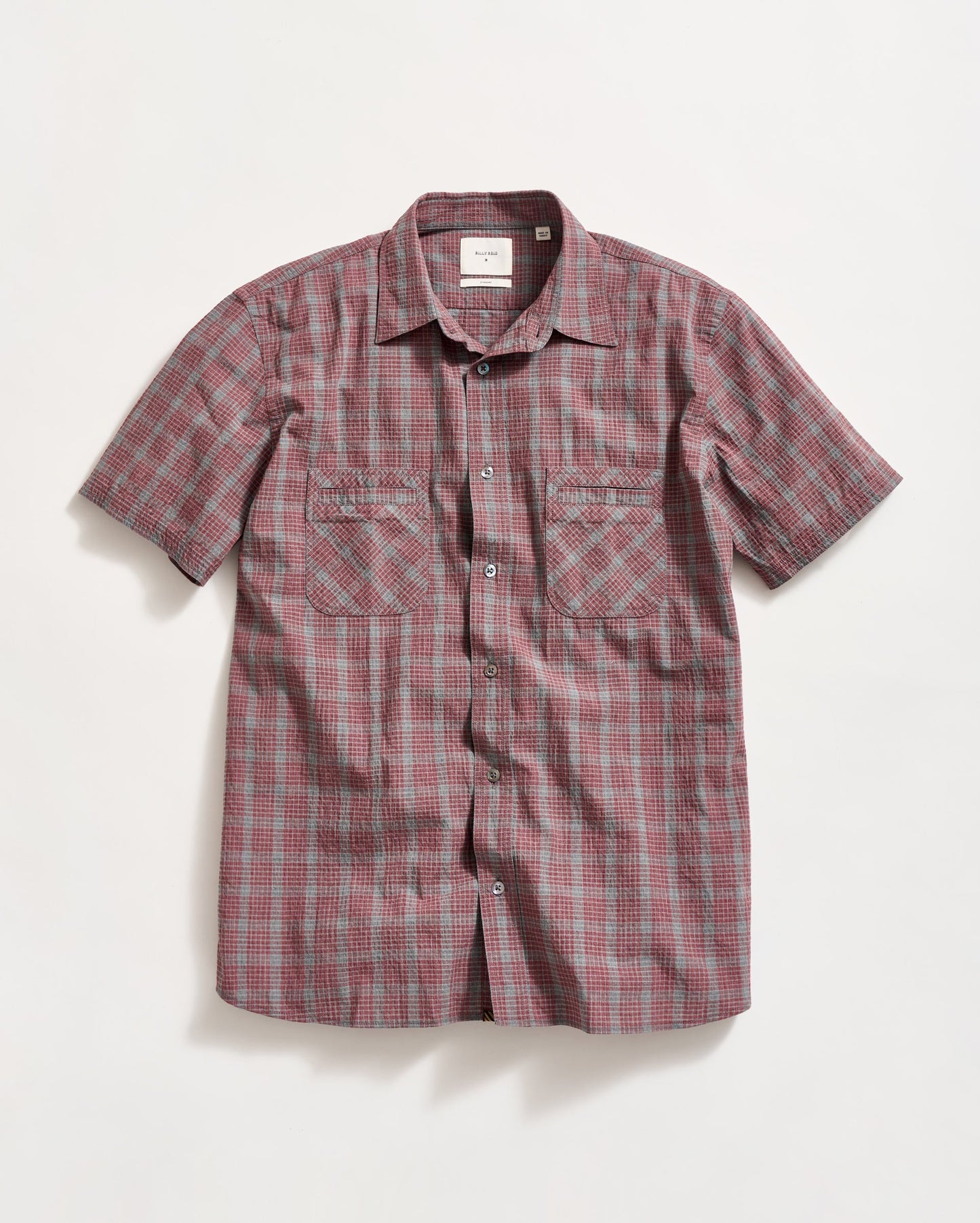 Short Sleeve Seersucker Donelson Shirt Rosewood Billy Reid