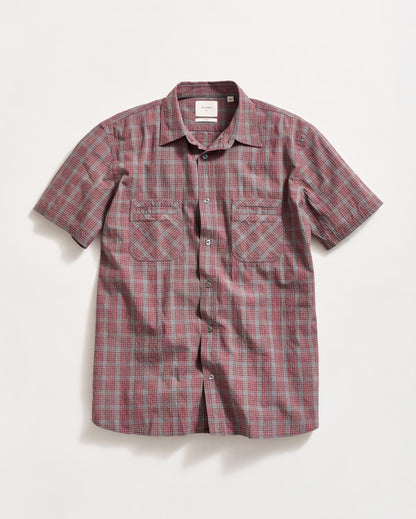 Short Sleeve Seersucker Donelson Shirt Rosewood Billy Reid