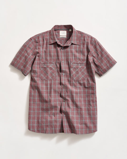 Short Sleeve Seersucker Donelson Shirt Rosewood Billy Reid