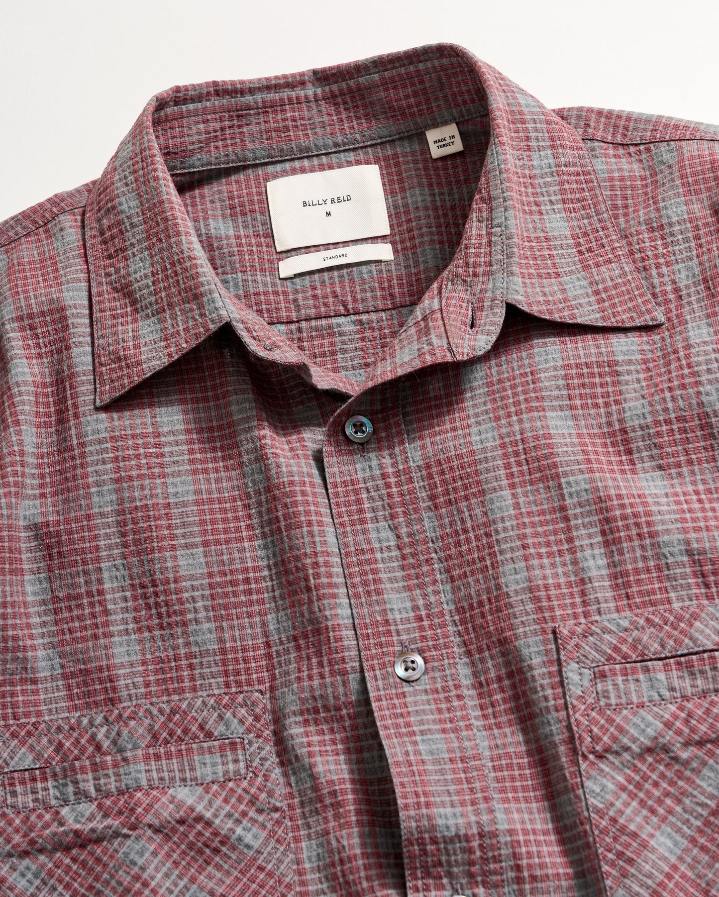 Short Sleeve Seersucker Donelson Shirt Rosewood Billy Reid