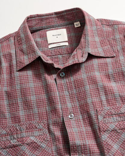 Short Sleeve Seersucker Donelson Shirt Rosewood Billy Reid