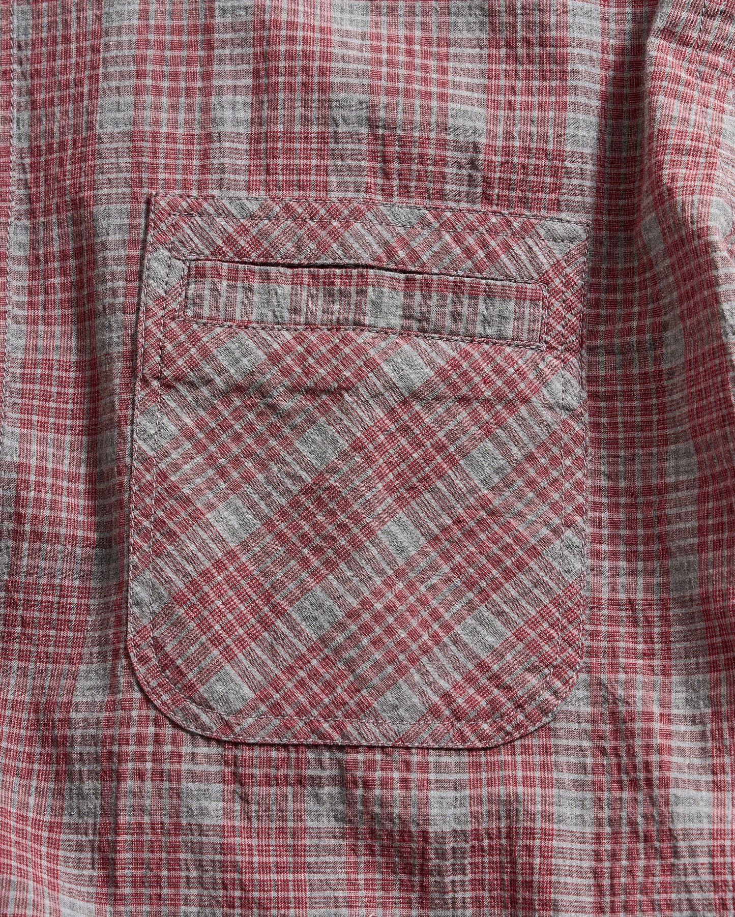 Short Sleeve Seersucker Donelson Shirt Rosewood Billy Reid