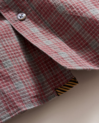 Short Sleeve Seersucker Donelson Shirt Rosewood Billy Reid