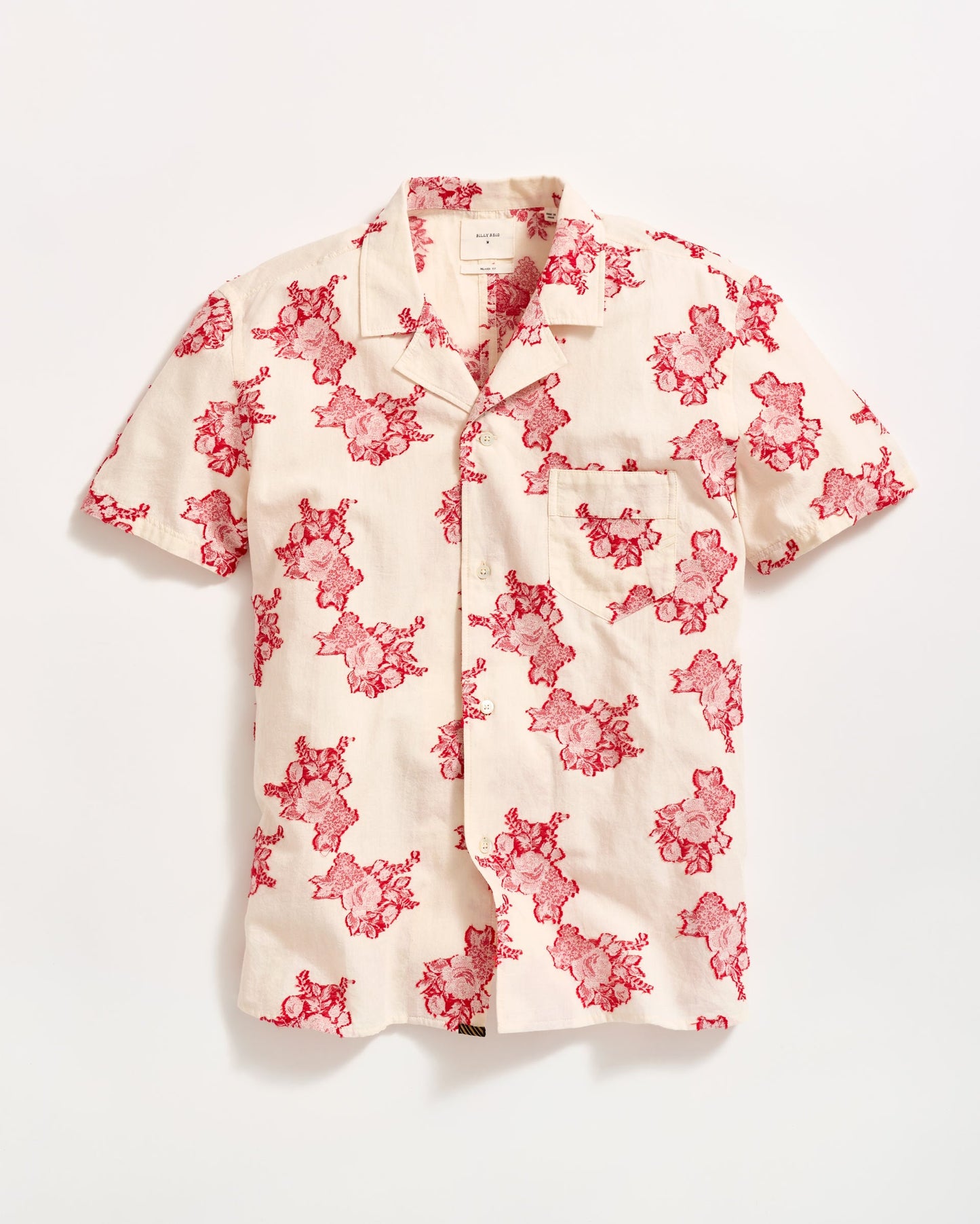 Short Sleeve Floral Jacquard Shirt Red Billy Reid