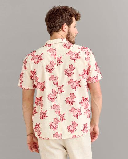 Short Sleeve Floral Jacquard Shirt Red Billy Reid