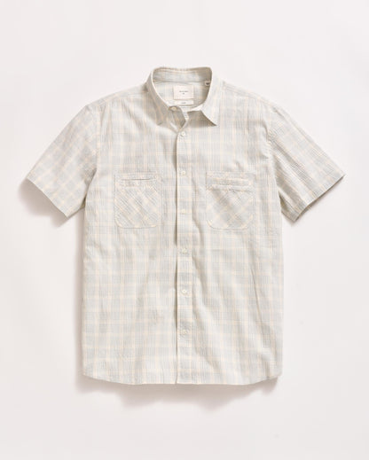 Short Sleeve Seersucker Donelson Shirt Dew Blue Billy Reid