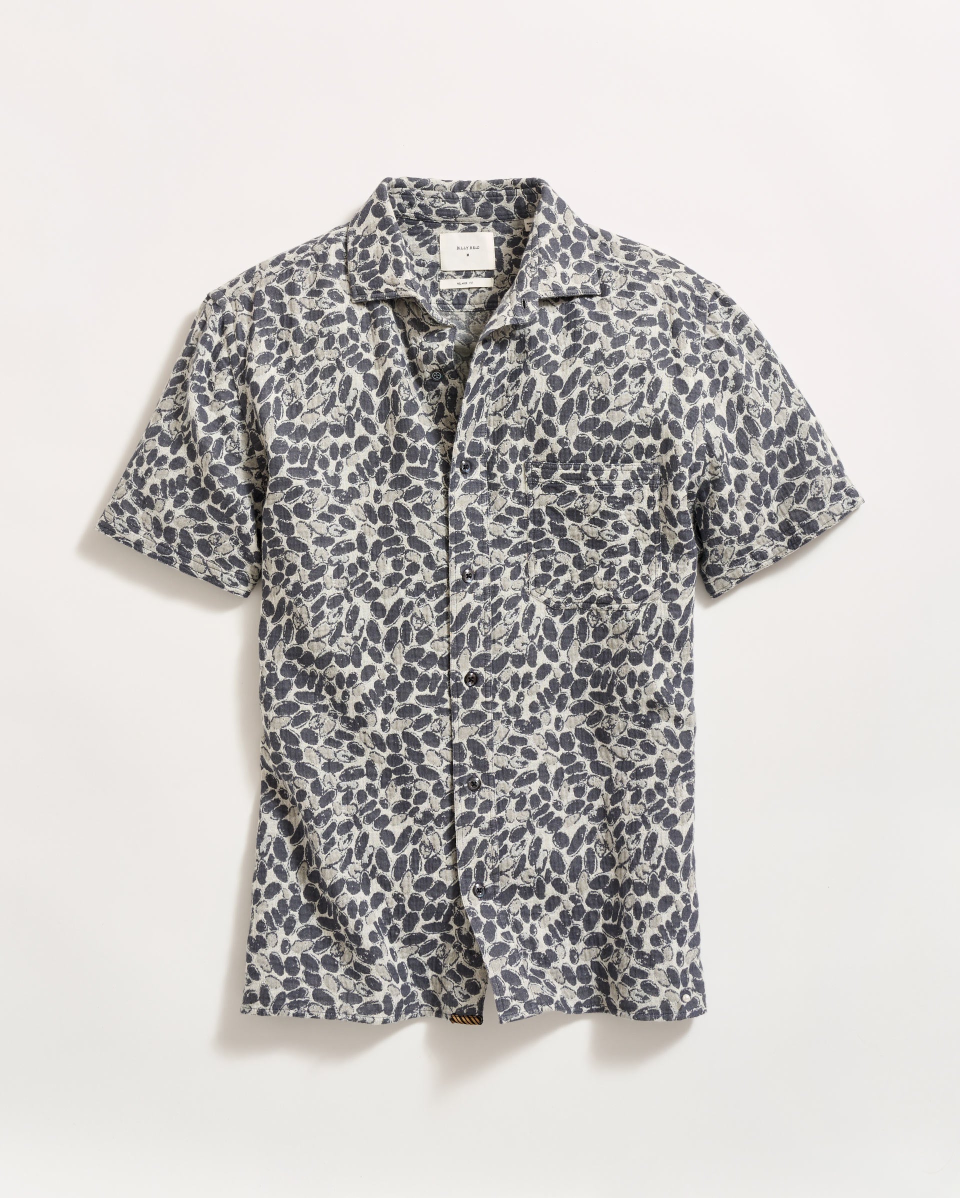 Short Sleeve Pebble Jacquard Treme Shirt Charcoal/Multi Billy Reid