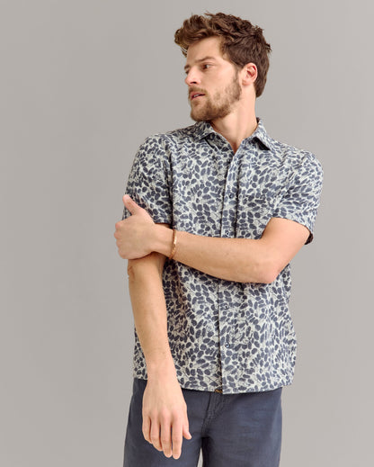 Short Sleeve Pebble Jacquard Treme Shirt Charcoal/Multi Billy Reid