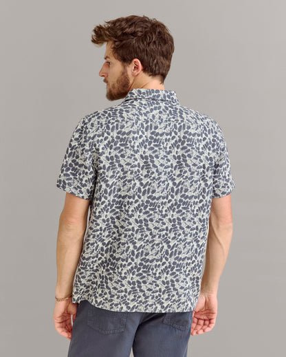 Short Sleeve Pebble Jacquard Treme Shirt Charcoal/Multi Billy Reid