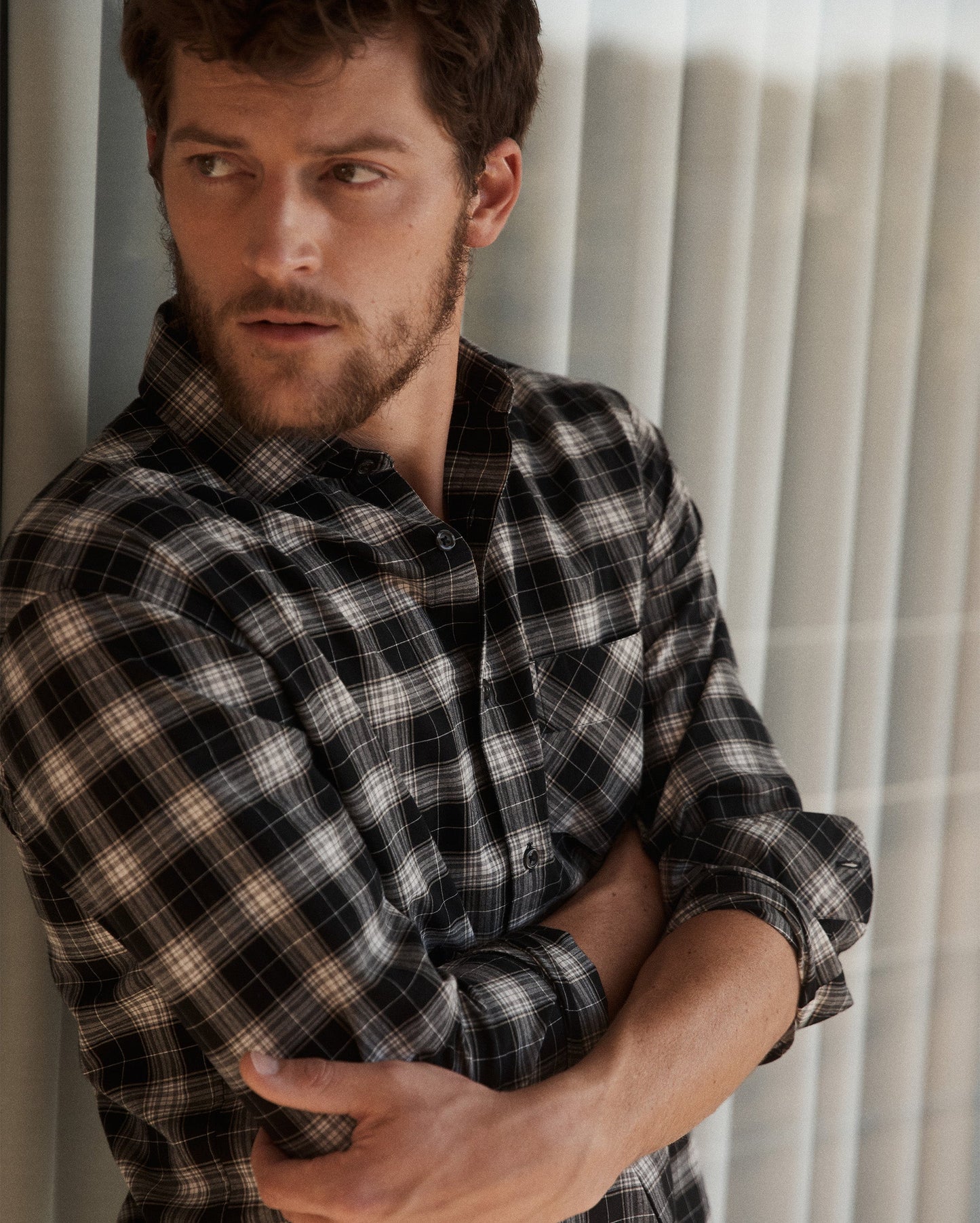Billy's Plaid John T Shirt Black Billy Reid