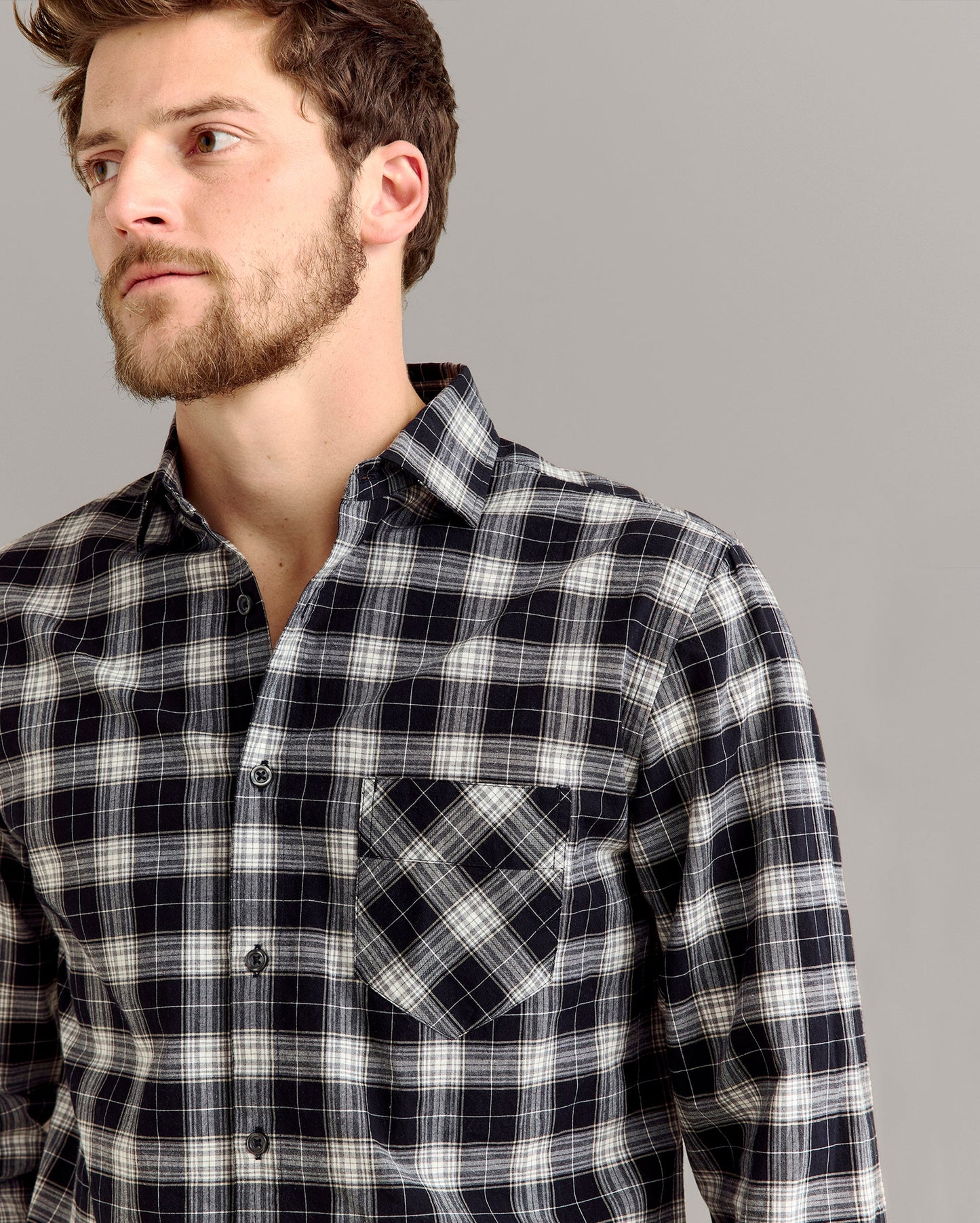 Billy's Plaid John T Shirt Black Billy Reid