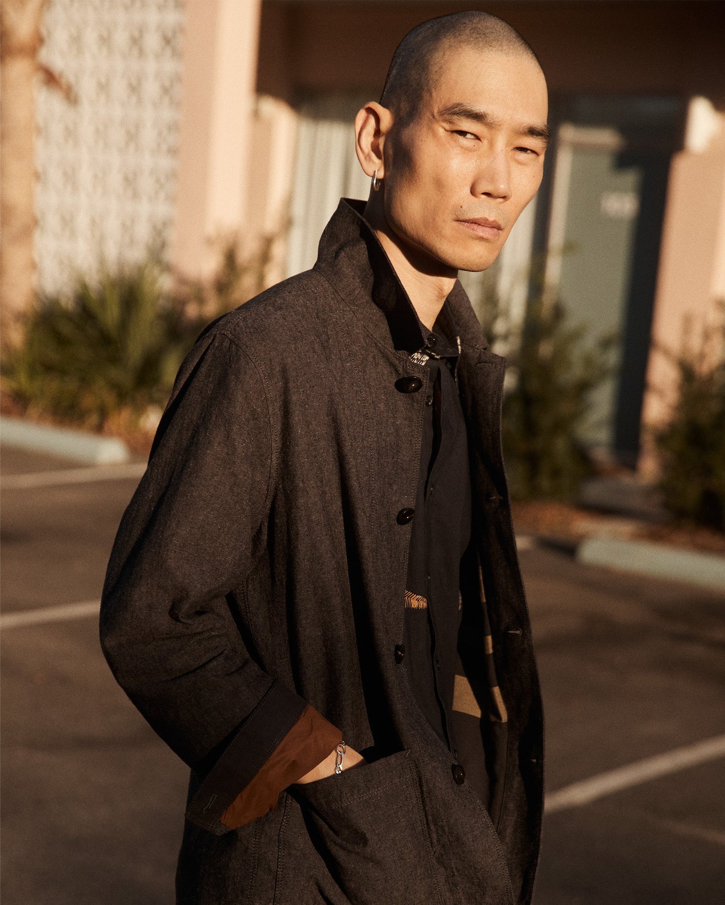 Chambray Chore Jacket Charcoal Billy Reid