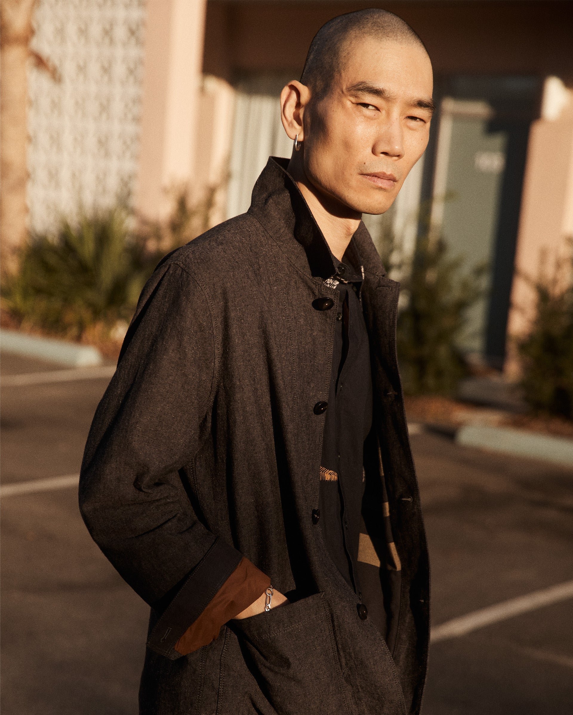 Chambray Chore Jacket Charcoal Billy Reid