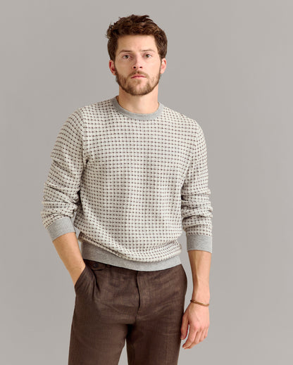 Grid Texture Jacquard Crew Multi Billy Reid