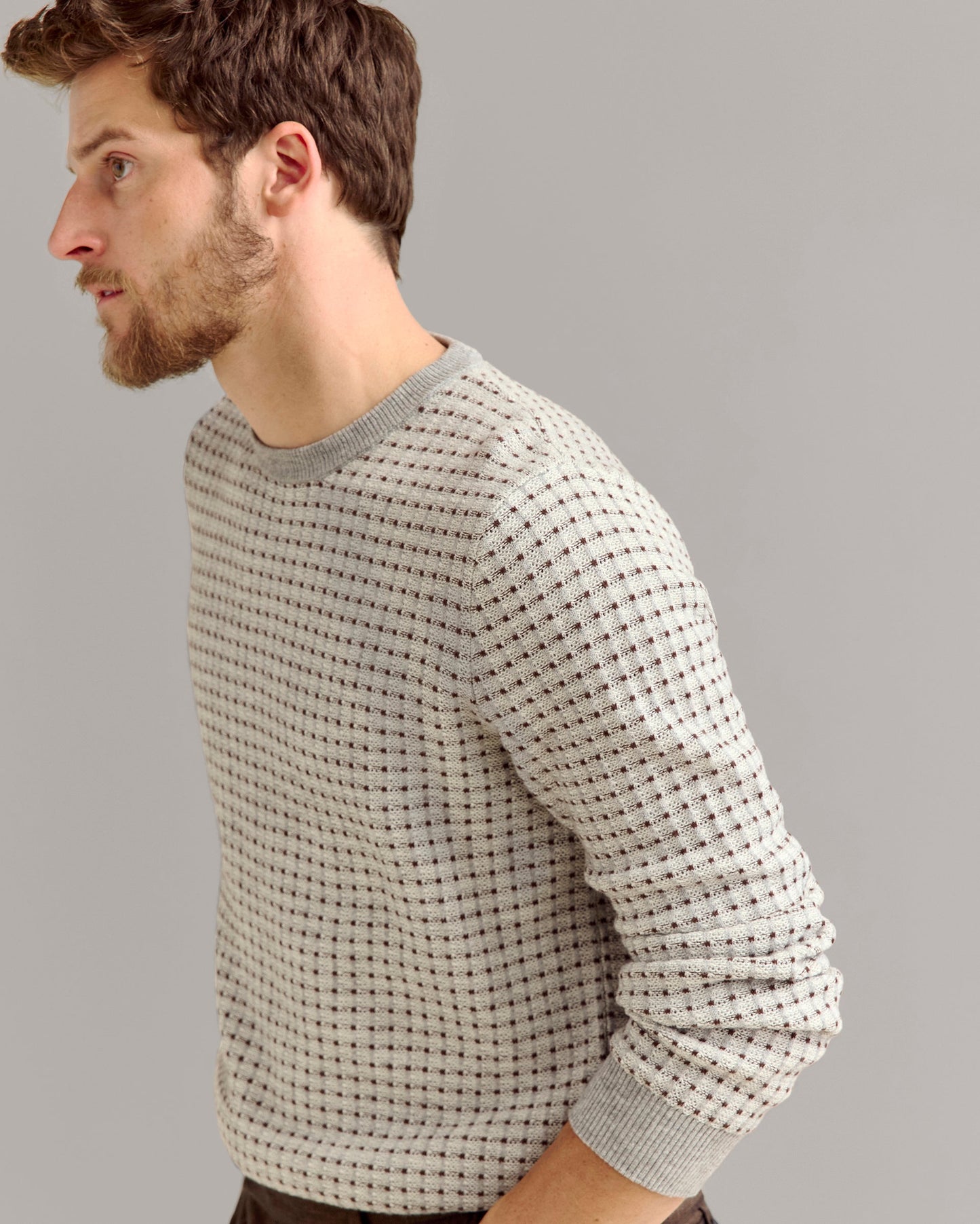 Grid Texture Jacquard Crew Multi Billy Reid