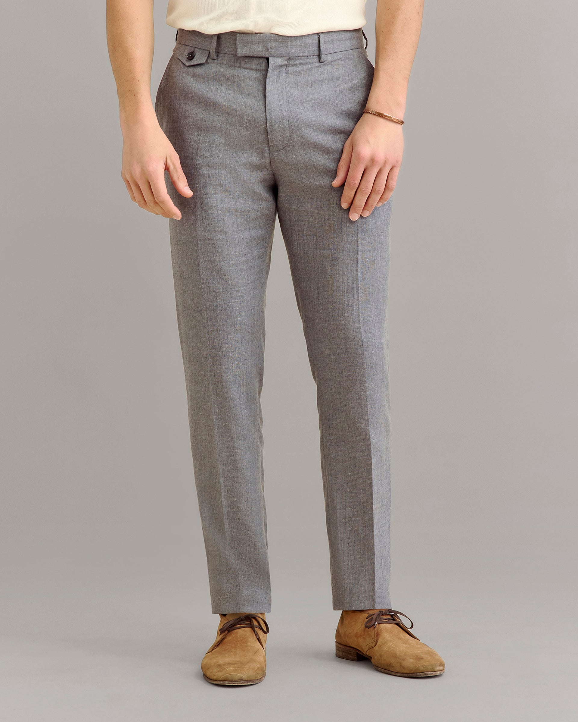 Textured Flat Front Trouser Grey Billy Reid