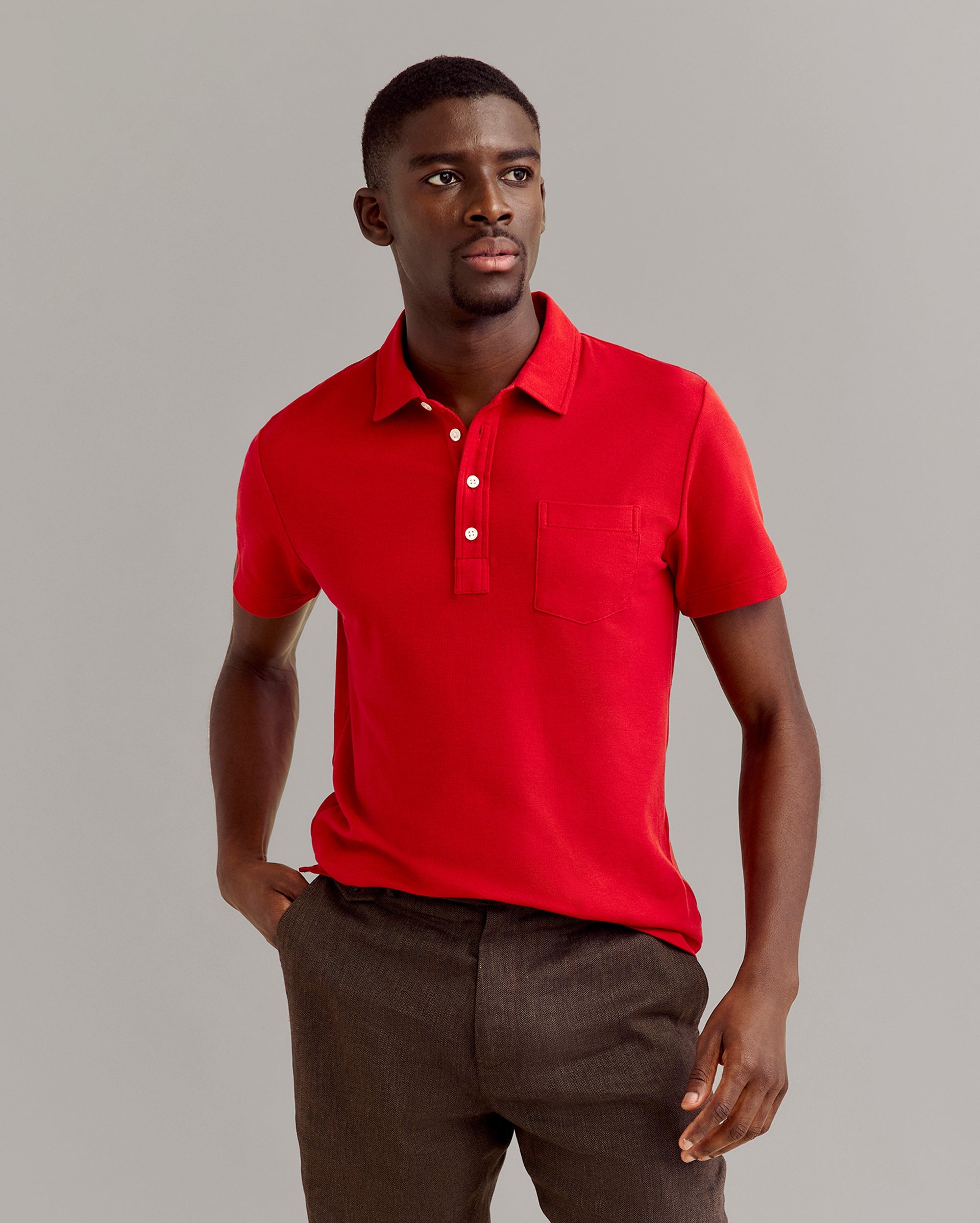 Pique Pensacola Polo Pompeian Red Billy Reid