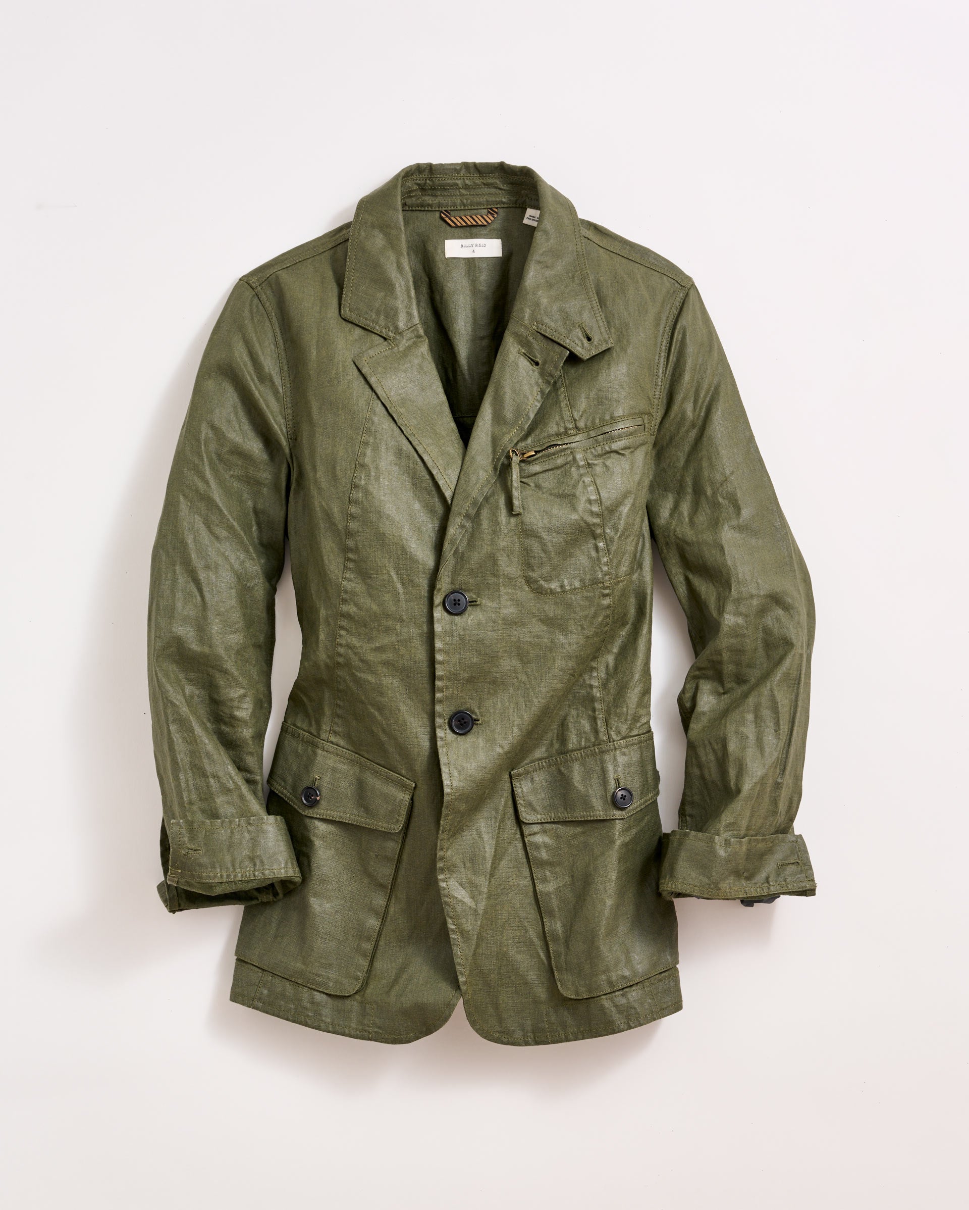 Coated Linen Hacking Jacket Shadow Billy Reid