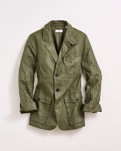 Coated Linen Hacking Jacket Shadow Billy Reid