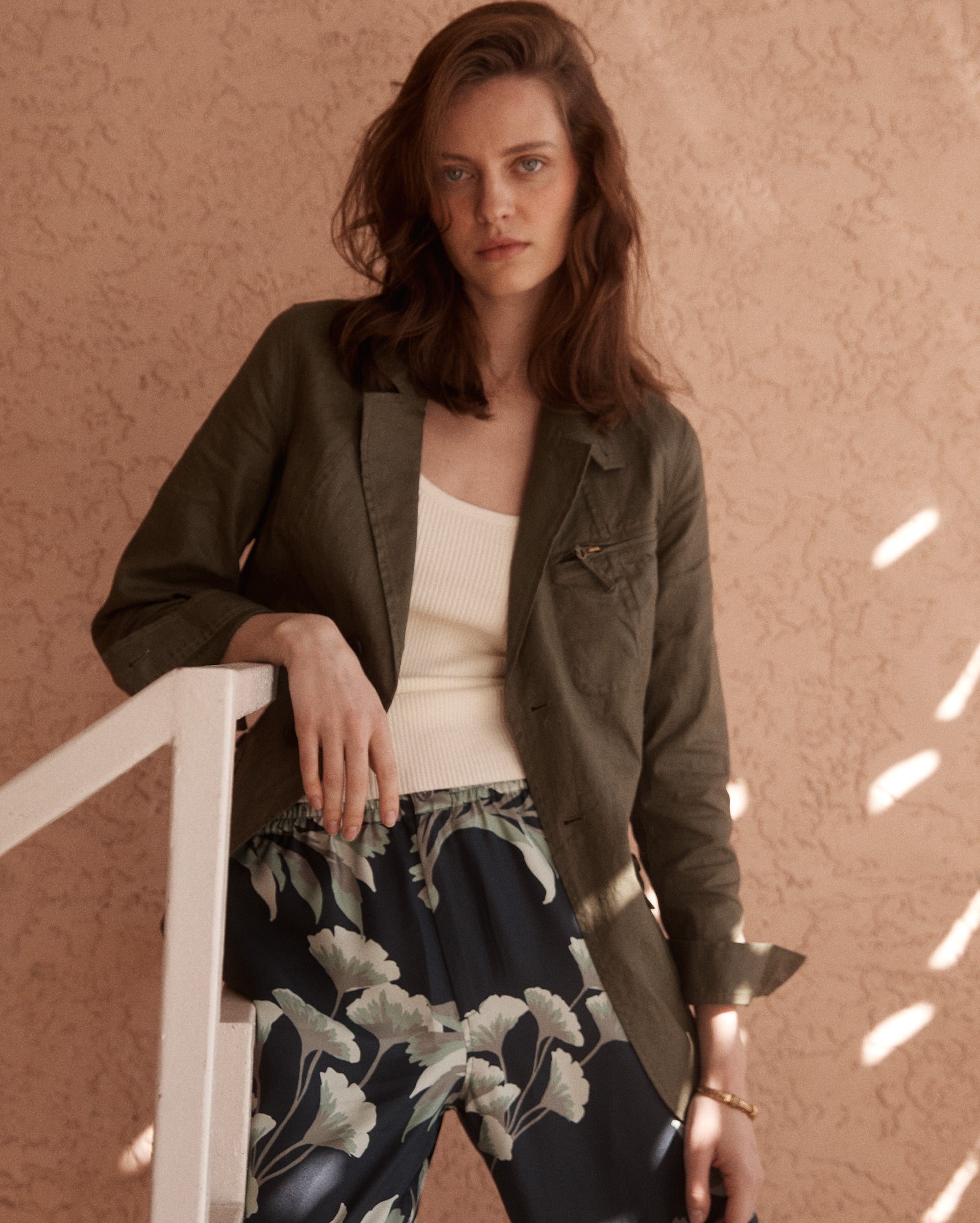 Coated Linen Hacking Jacket Shadow Billy Reid