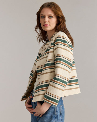Desert Stripe Cropped Jacket Natural Green Billy Reid