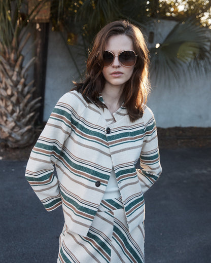 Desert Stripe Cropped Jacket Natural Green Billy Reid