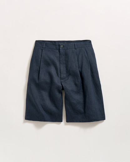 Double Pleated Short Carbon Blue Billy Reid
