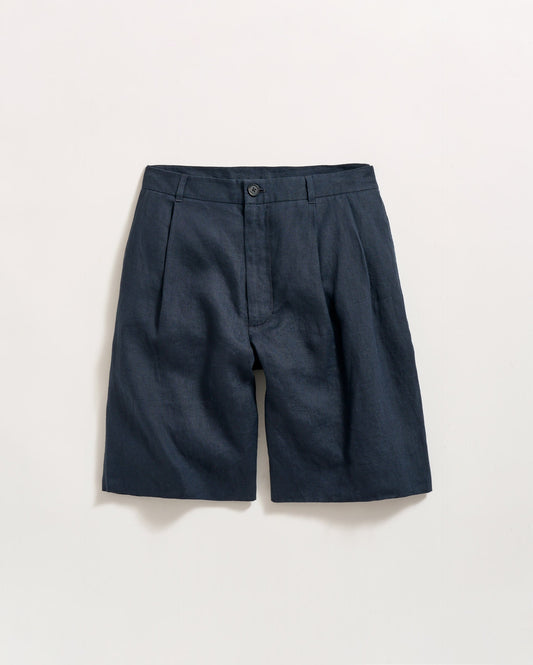 Double Pleated Short Carbon Blue Billy Reid