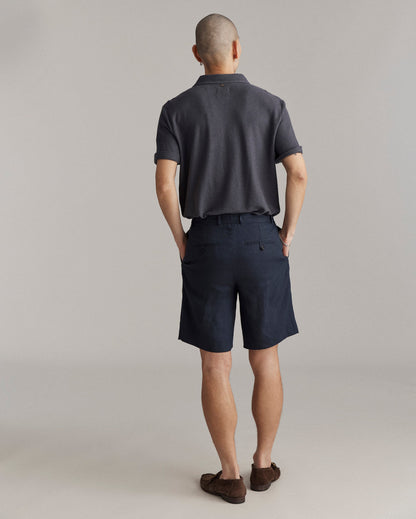 Double Pleated Short Carbon Blue Billy Reid