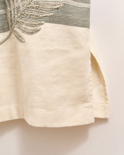 Desert Palm Embroidered Shirt Dress Natural/Green Billy Reid