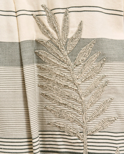 Desert Palm Embroidered Shirt Dress Natural/Green Billy Reid