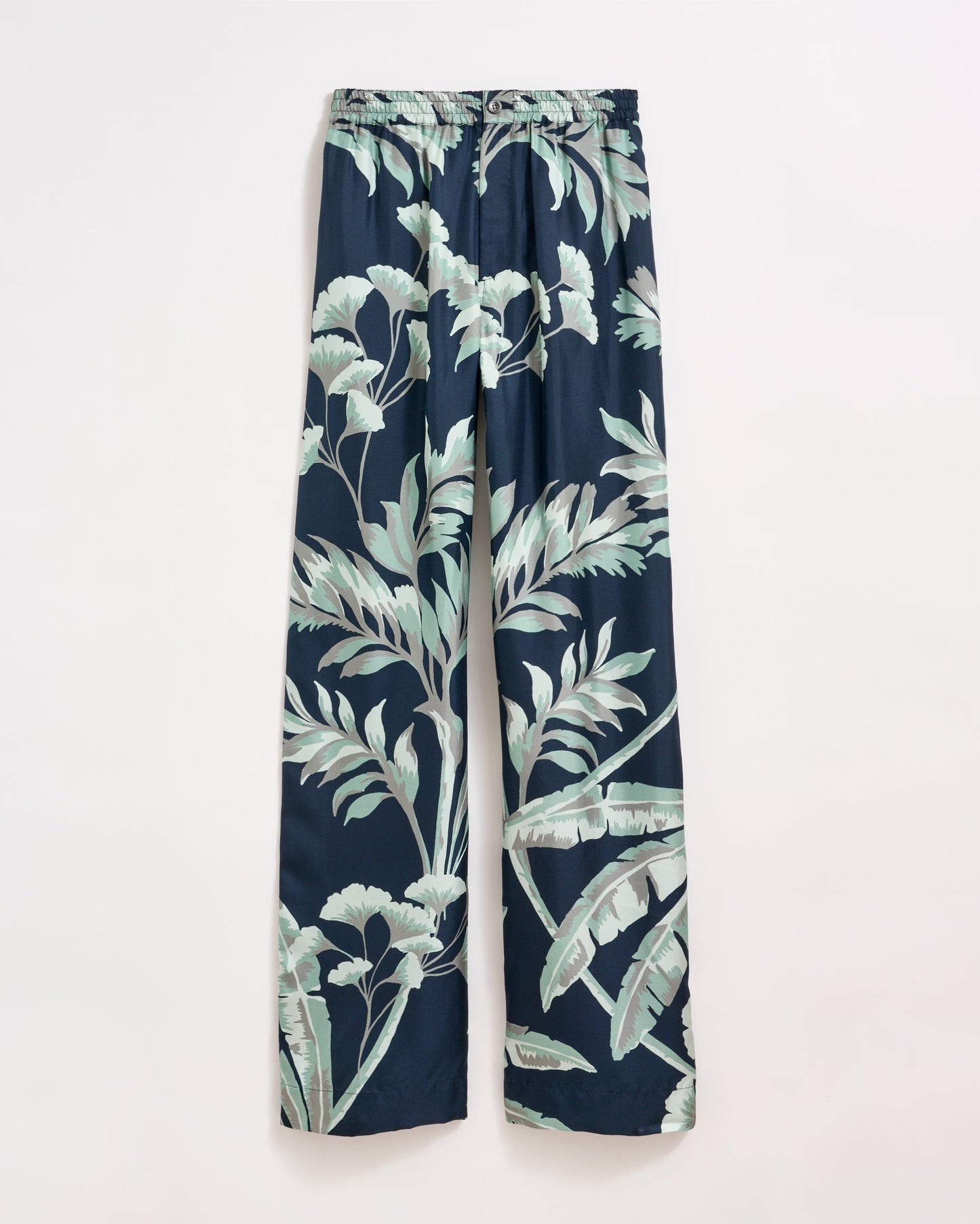 Tropical Oasis Silk Lounge Pant Navy Billy Reid