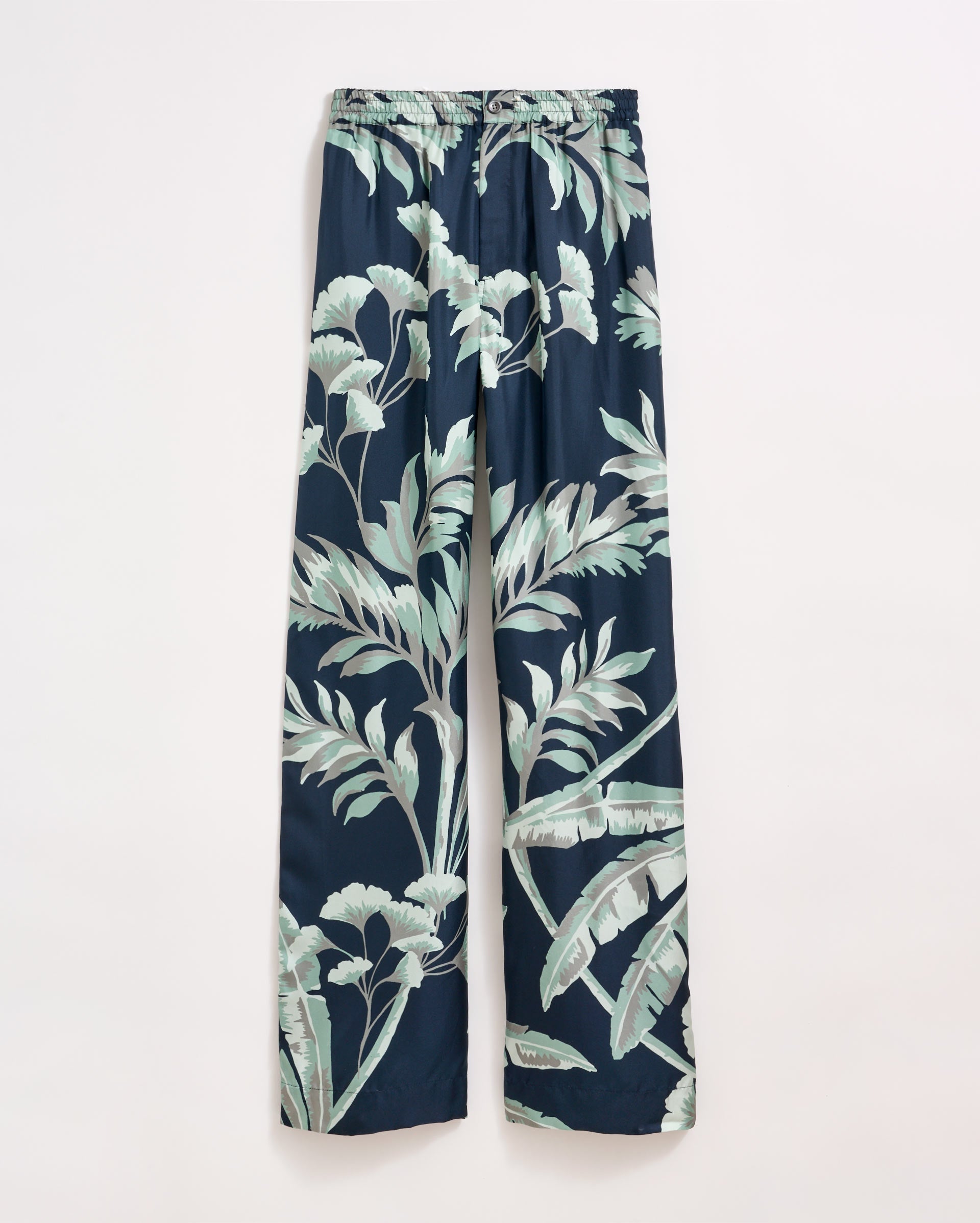 Tropical Oasis Silk Lounge Pant Navy Billy Reid