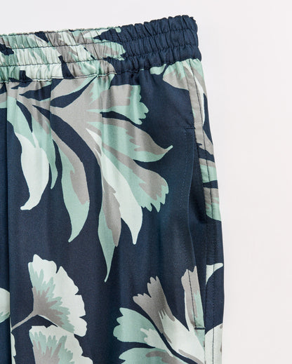 Tropical Oasis Silk Lounge Pant Navy Billy Reid