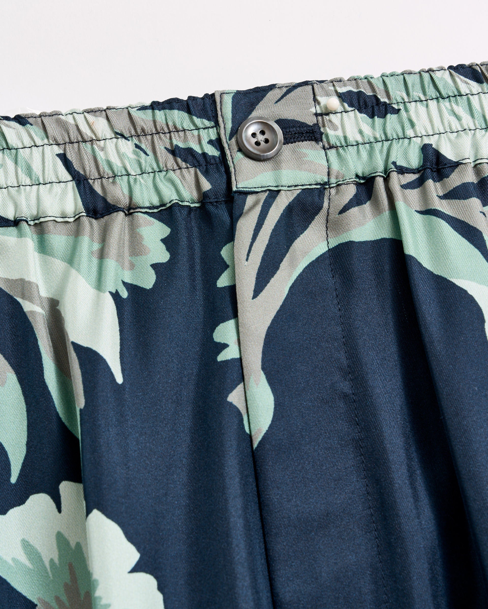Tropical Oasis Silk Lounge Pant Navy Billy Reid
