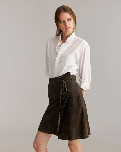 Perforated Suede Wrap Skirt Evergreen Billy Reid