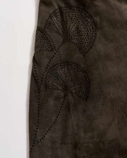 Perforated Suede Wrap Skirt Evergreen Billy Reid
