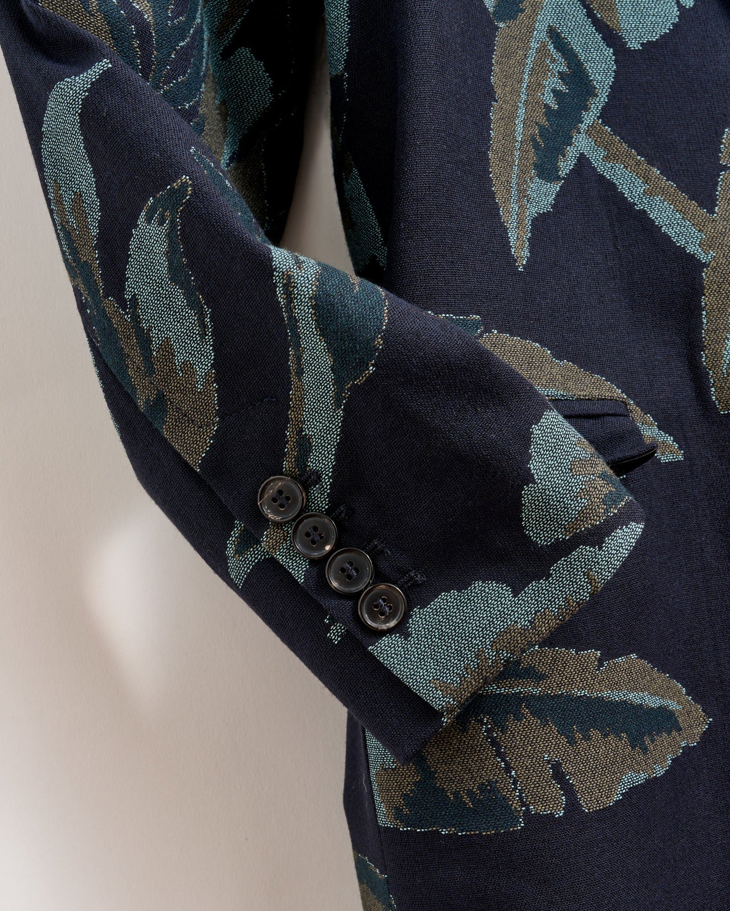 Tropical Oasis Jacquard Coat Navy Green Billy Reid