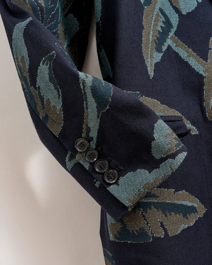 Tropical Oasis Jacquard Coat Navy Green Billy Reid