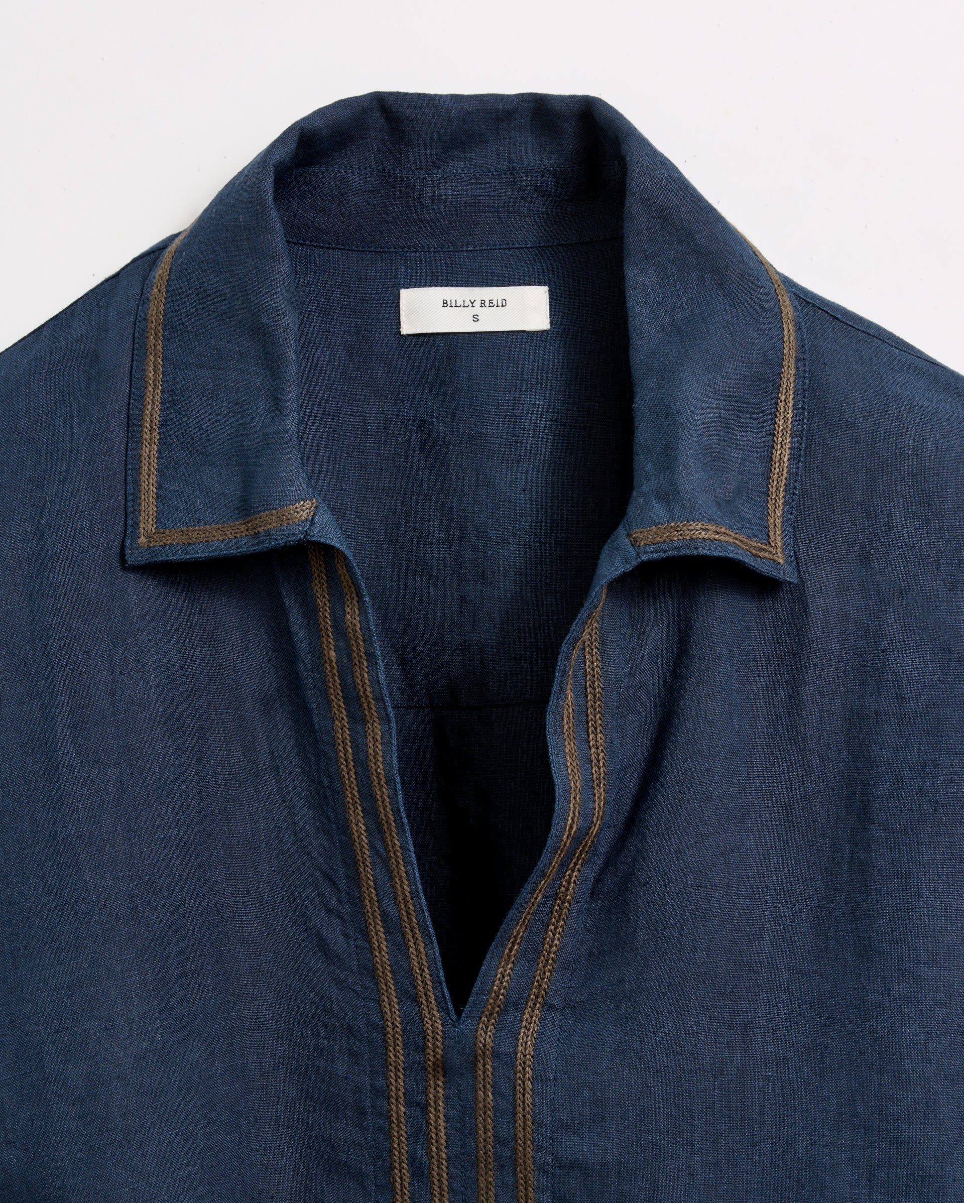 Linen Chainstitch Tunic Dress Navy Billy Reid
