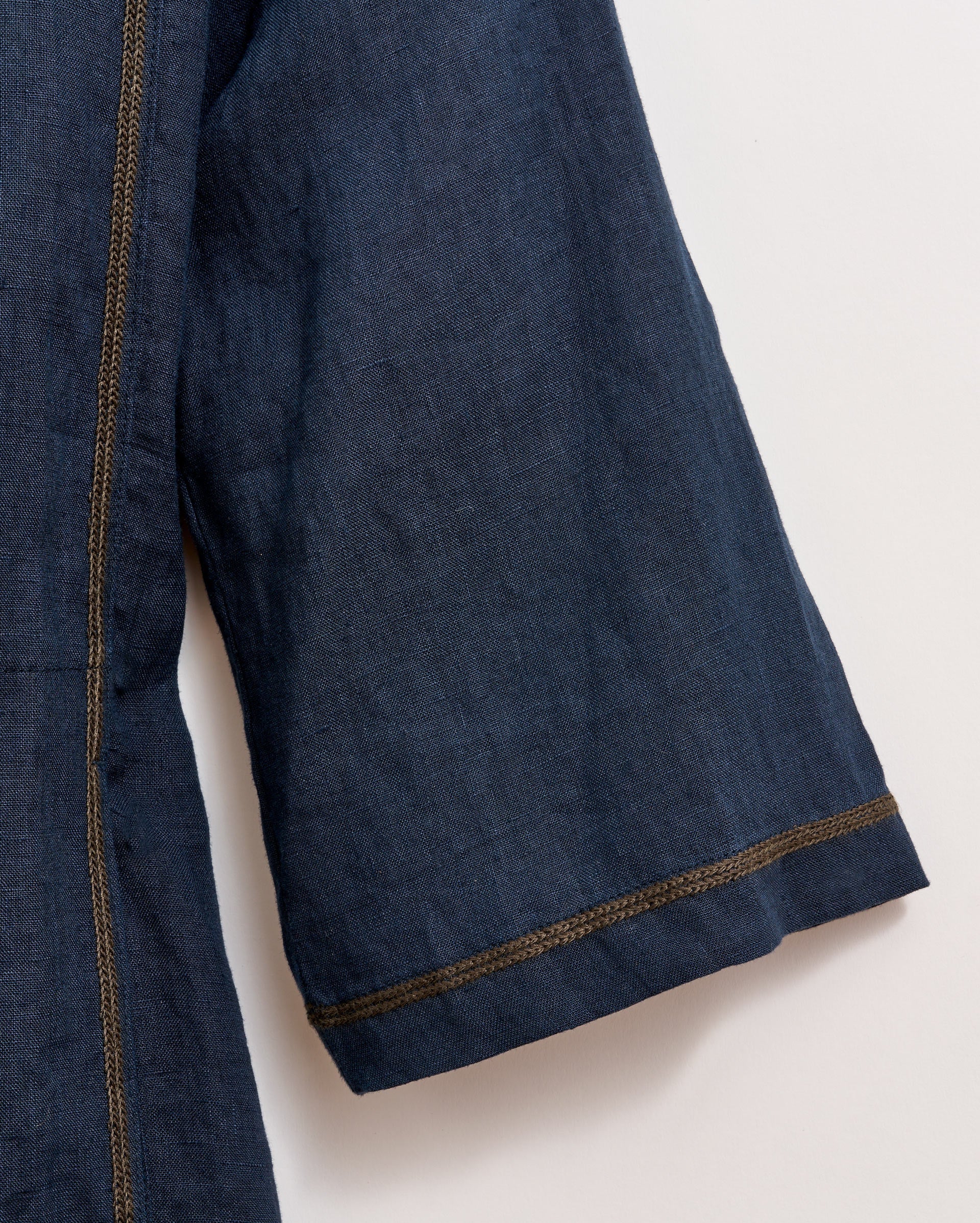Linen Chainstitch Tunic Dress Navy Billy Reid