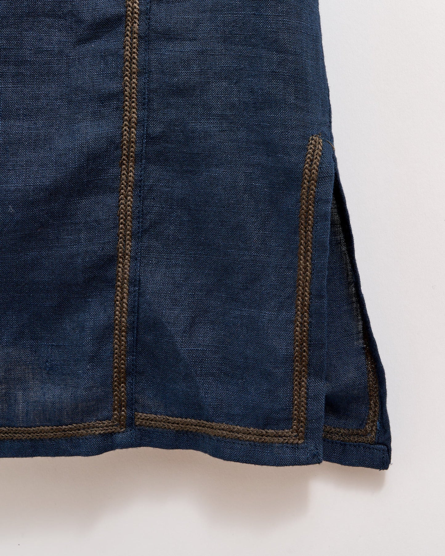 Linen Chainstitch Tunic Dress Navy Billy Reid