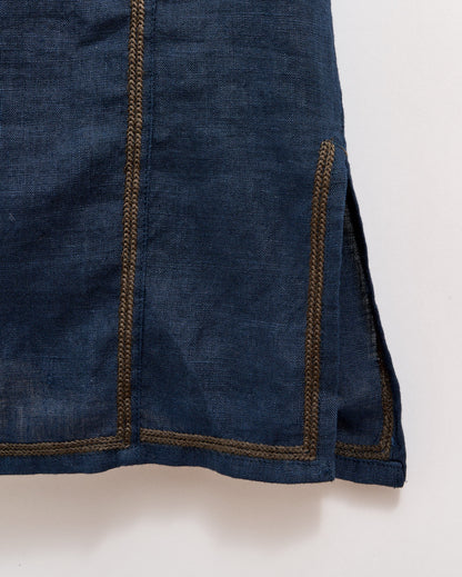 Linen Chainstitch Tunic Dress Navy Billy Reid