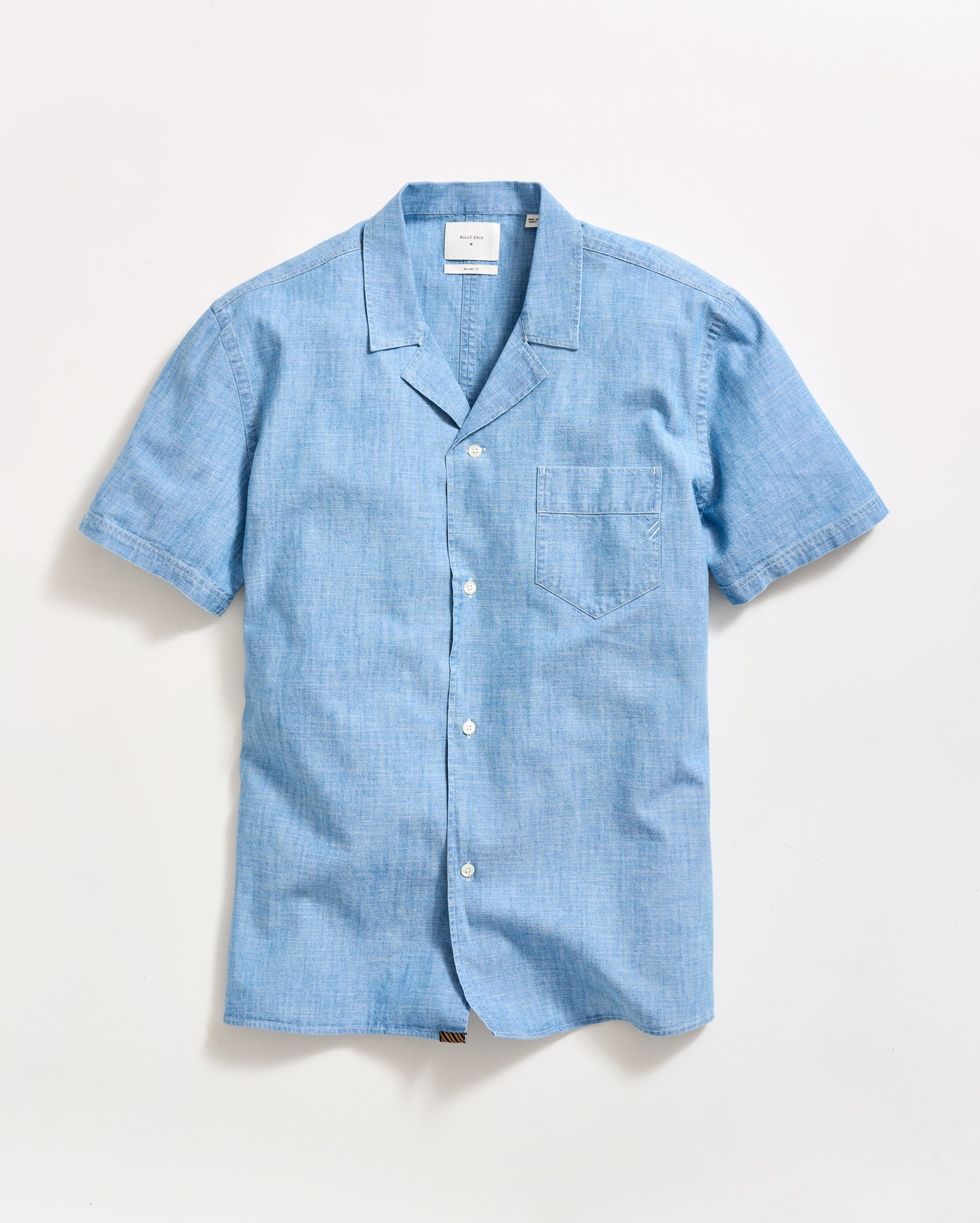 Short Sleeve Chambray Camp Shirt Light Chambray Billy Reid